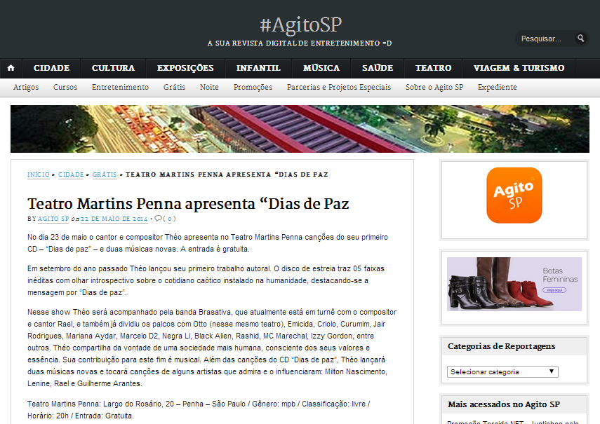Show "Dias de Paz" no portal Agito SP